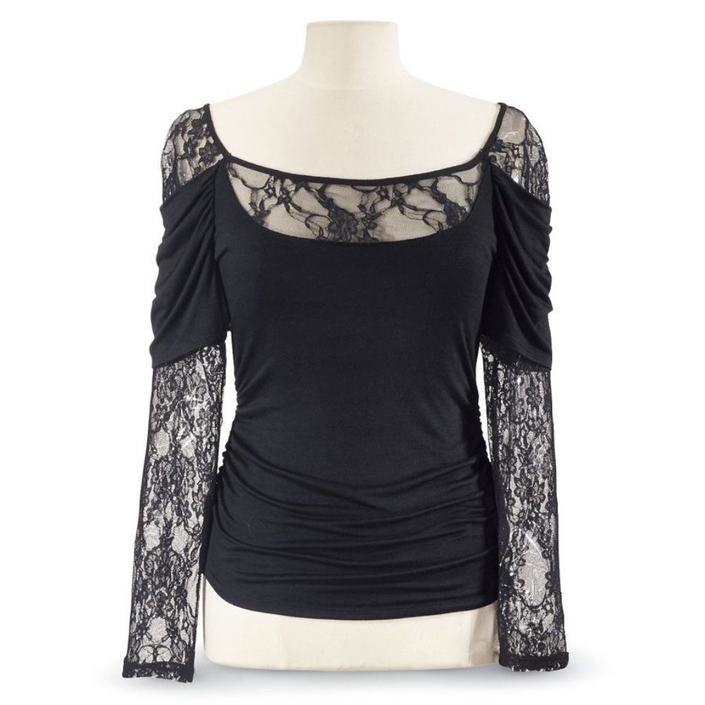 Romantic lace and knit top